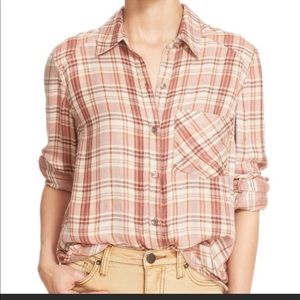 Free people Joplin plaid long sleeve shirt. L.